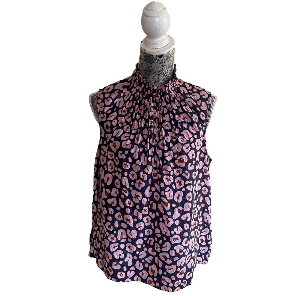 Marie Oliver Silk Animal Print Sleeveless Blouse Size M